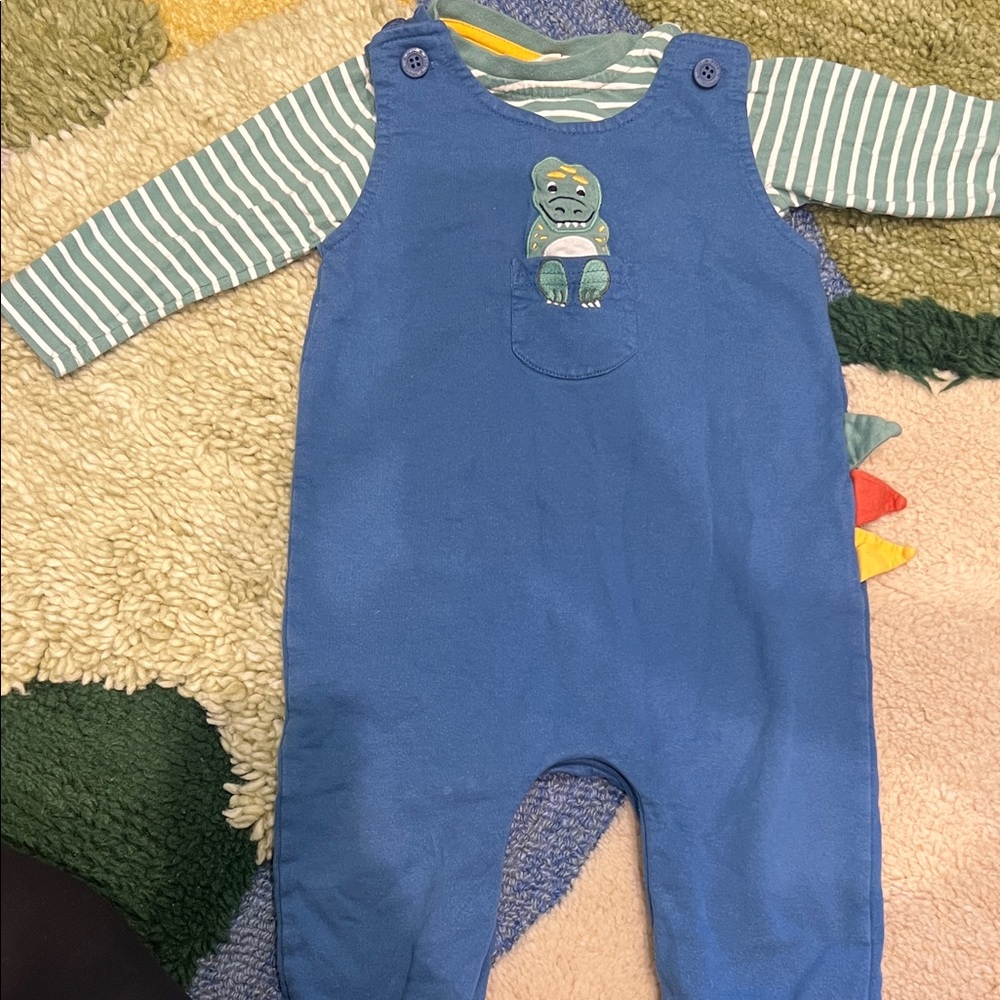 JoJo Maman Bébé Green Striped Baby Shirt